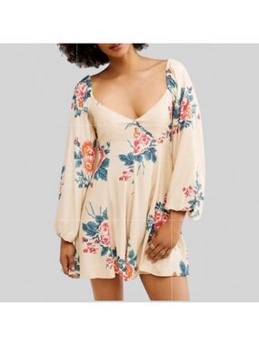 Free People-Francesca Floral Boho Mini Dress-size Small-EUC